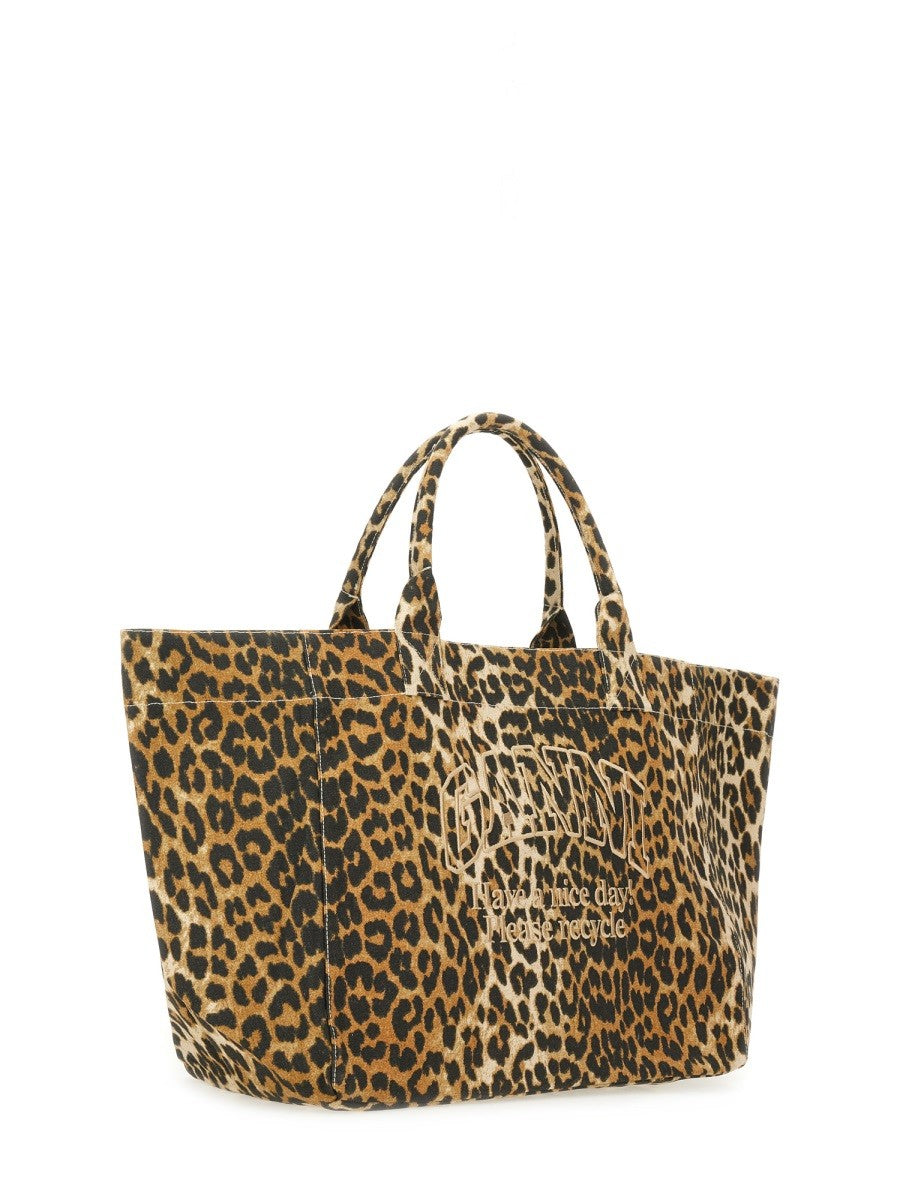 GANNI TOTE BAG WITH ANIMAL PATTERN