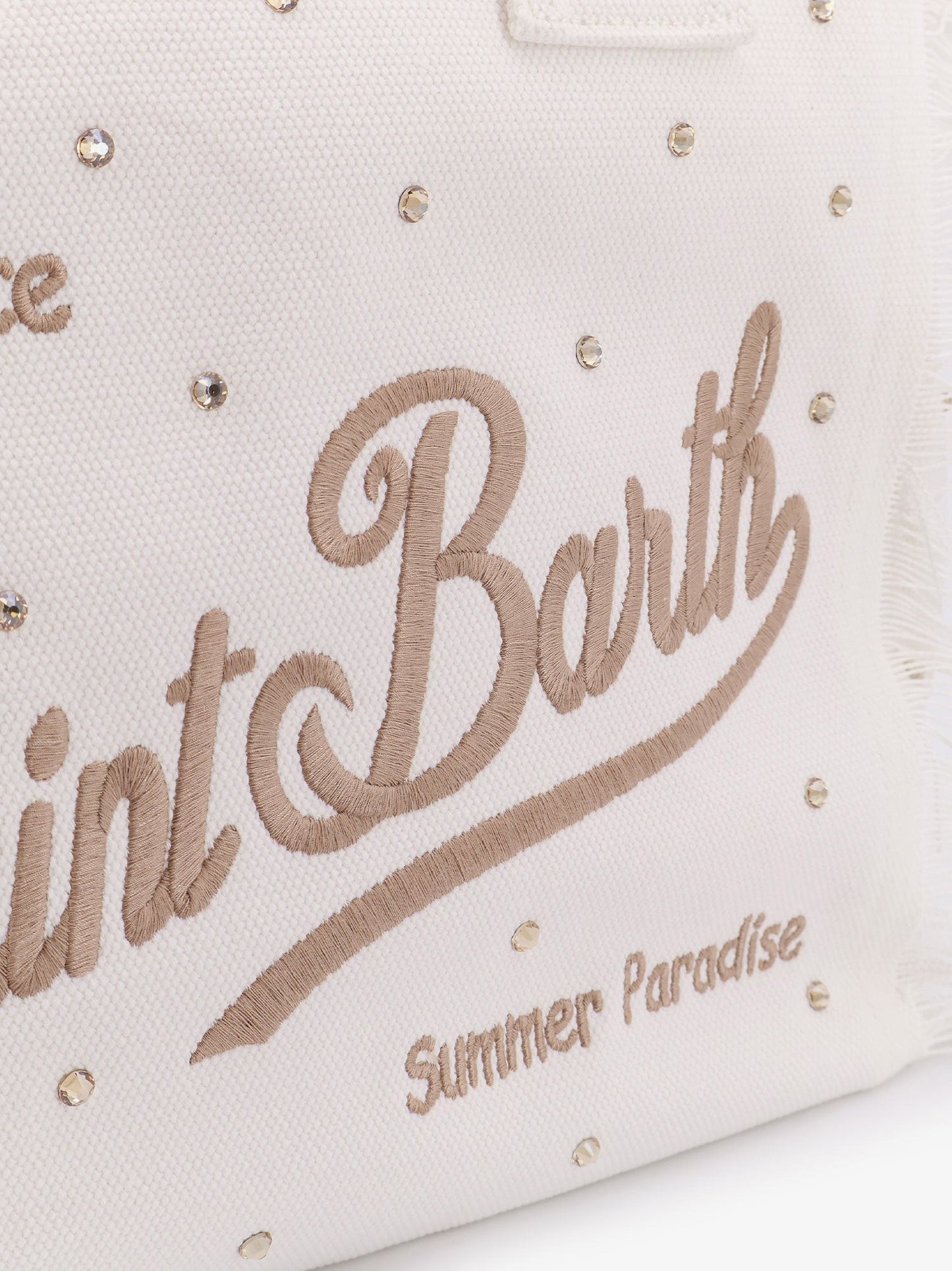MC2 SAINT BARTH Vanity canvas handbag with rhinestones