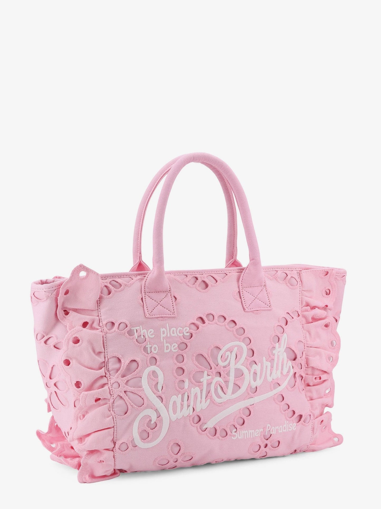 MC2 SAINT BARTH Vanity embroidered cotton handbag with volant
