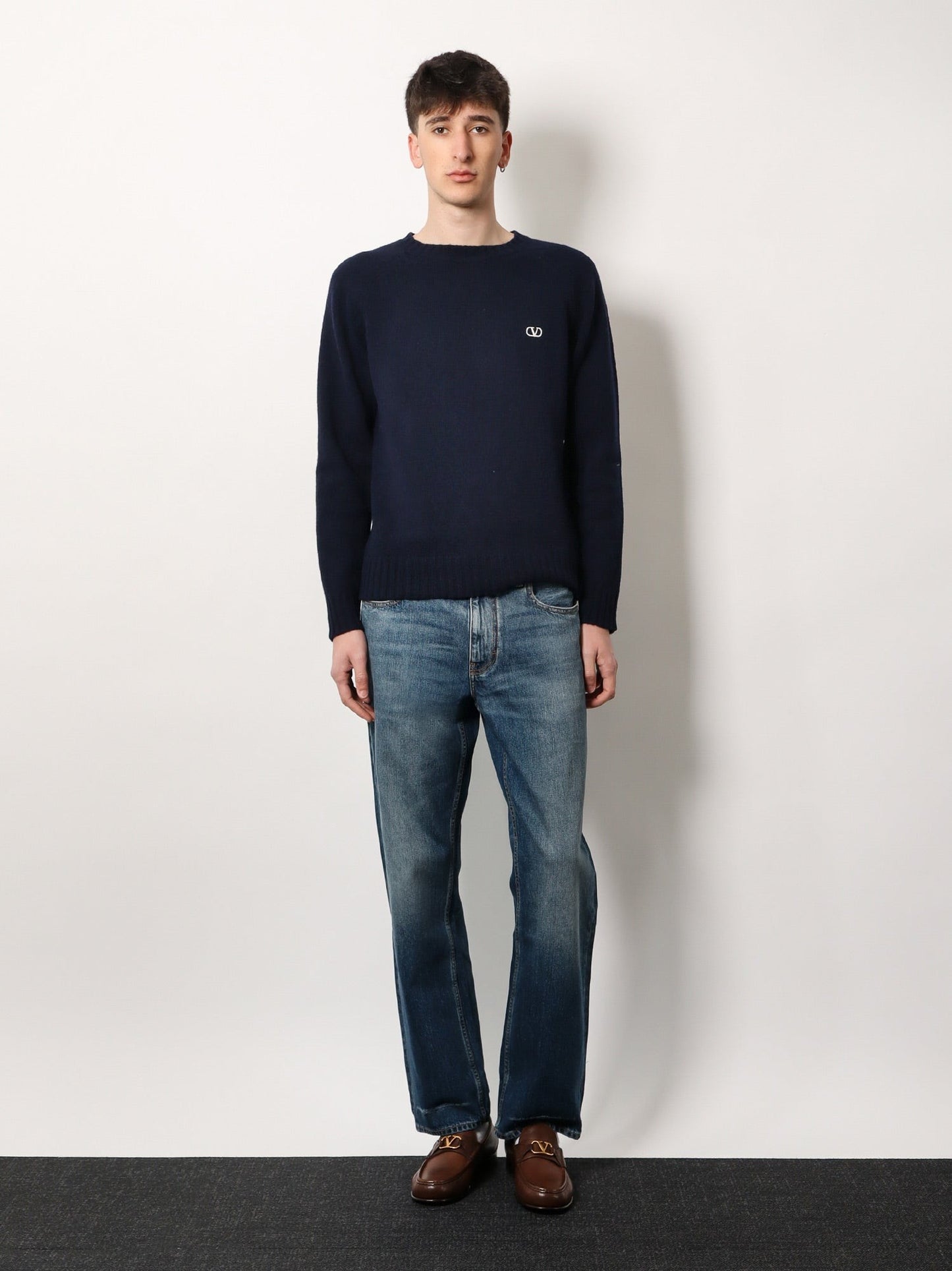 Valentino Virgin wool sweater with vlogo embroidery