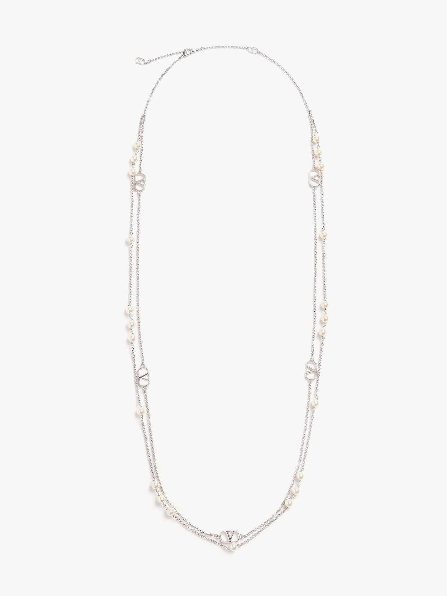 Valentino Garavani Vlogo signature metal and pearls necklace