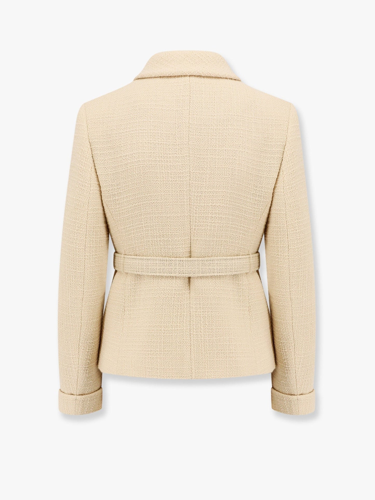 Valentino Wool blazer with leather belt and v gold buckle