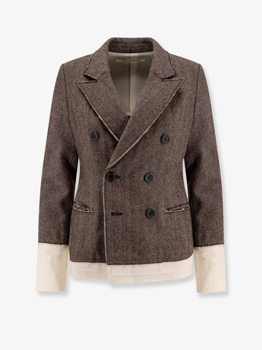 UNDERCOVER Wool blend blazer with frayed profiles