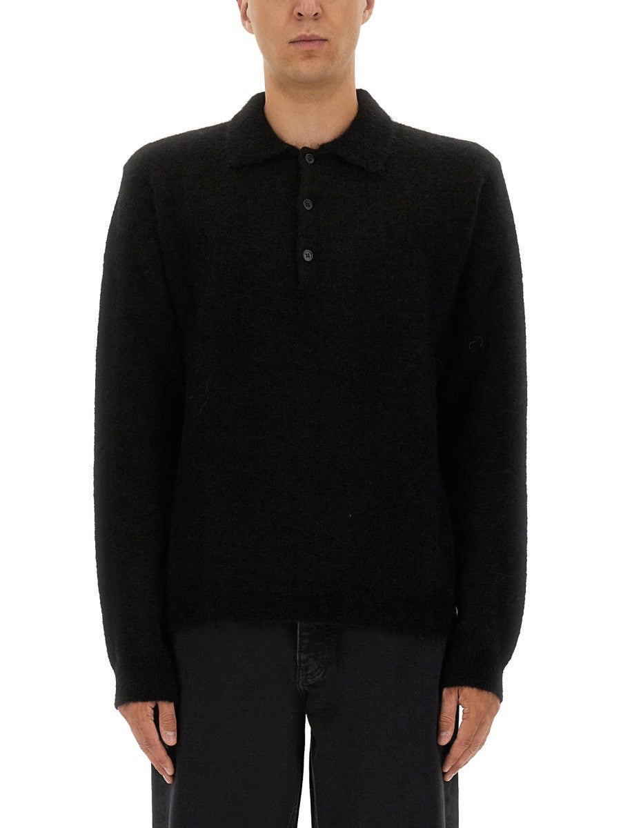 SUNFLOWER WOOL SWEATER WITH POLO COLLAR