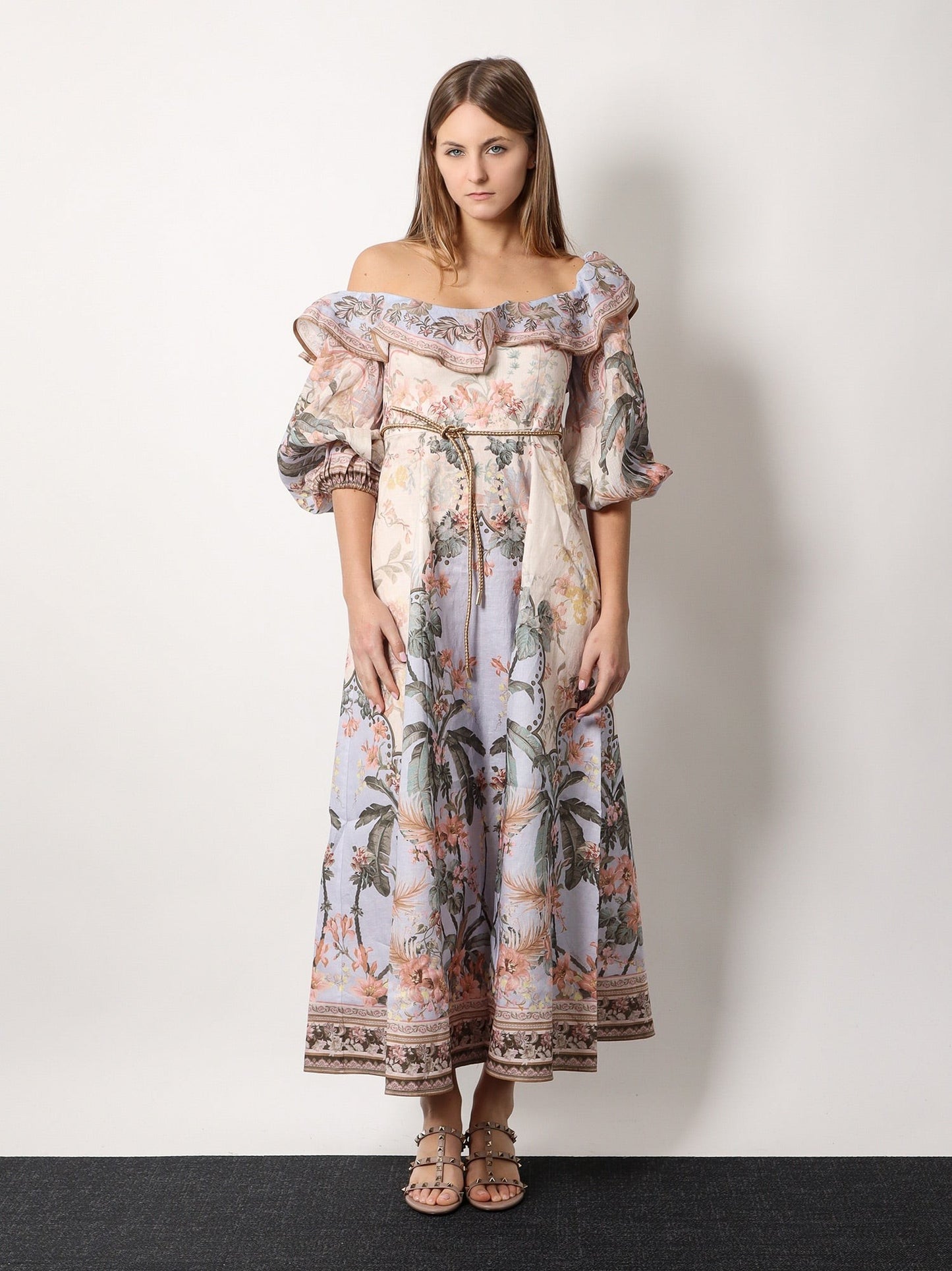 ZIMMERMANN Wylie off-shoulder dress with multicolor print