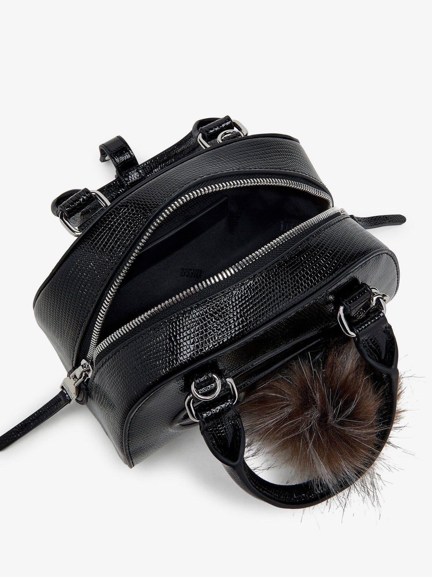 Diesel 1DR Dome leather shoulder bag with croco effect