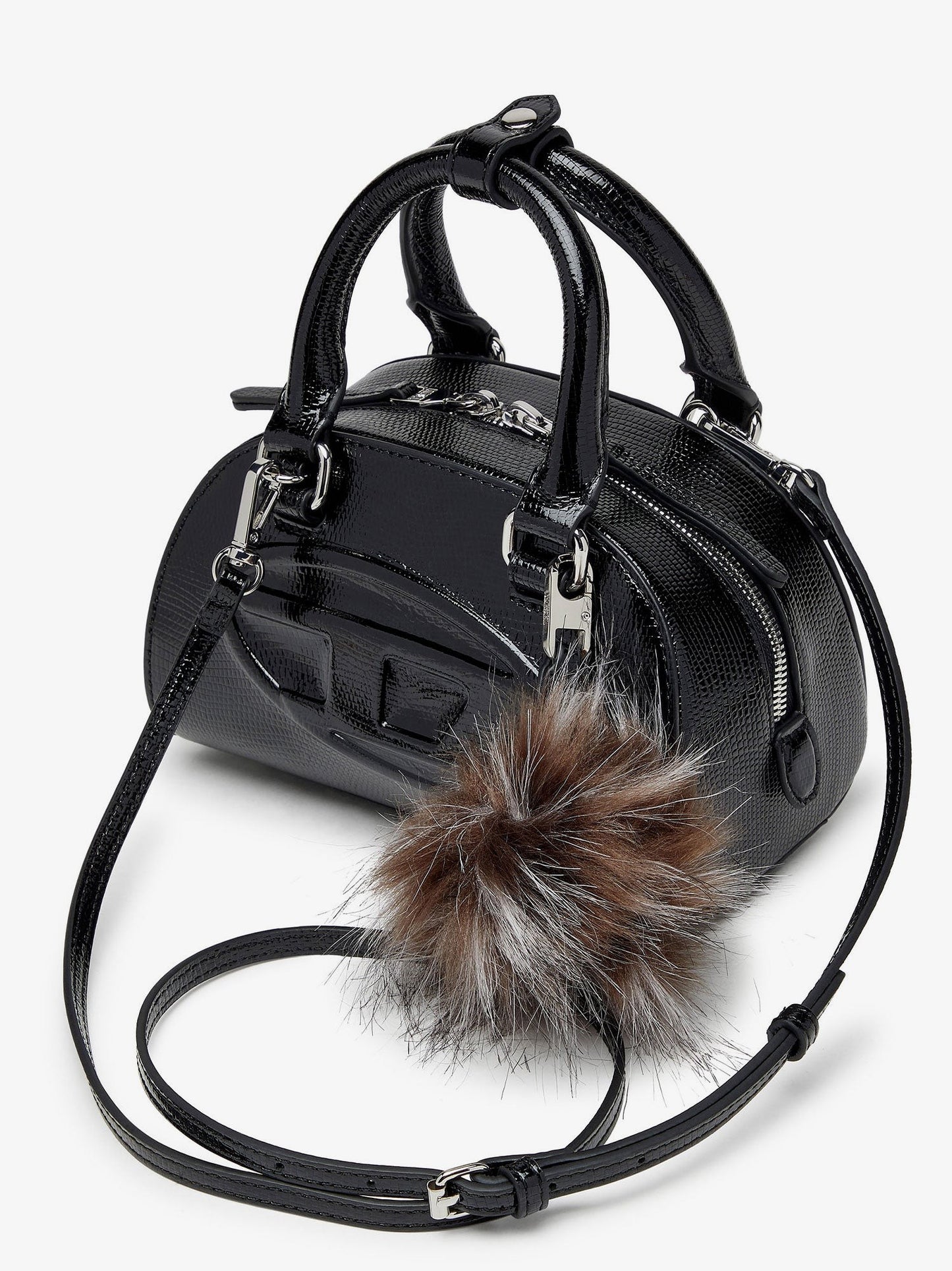 Diesel 1DR Dome leather shoulder bag with croco effect