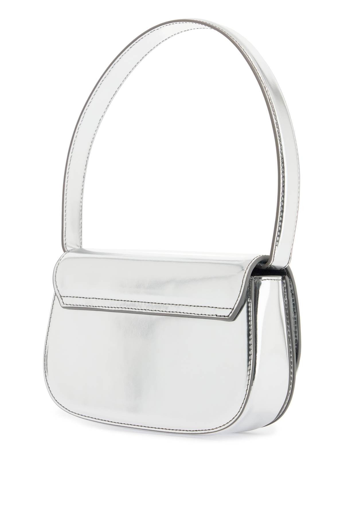 Diesel metallic silver shoulder bag 1dr compact with adjustable strap