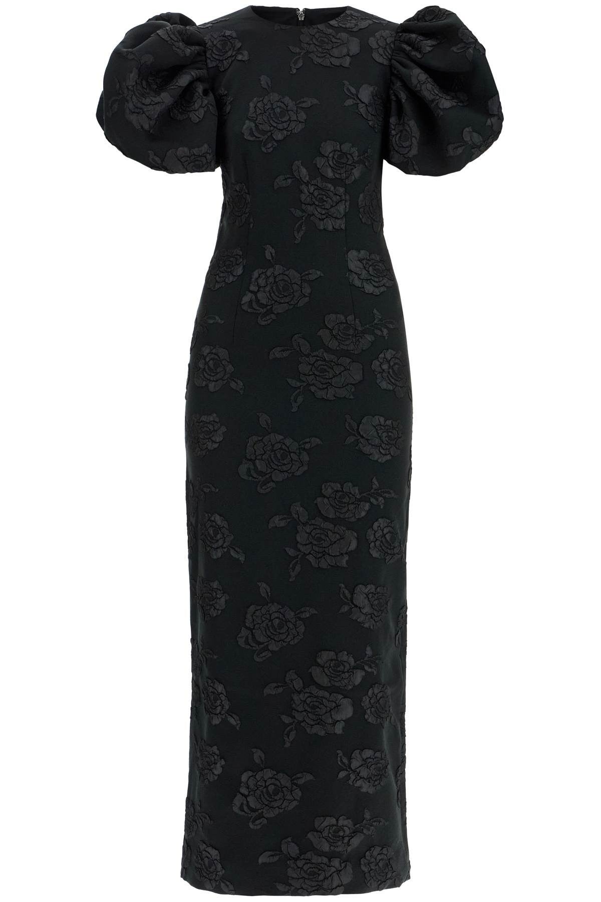 ROTATE 3d jacquard midi dress black floral