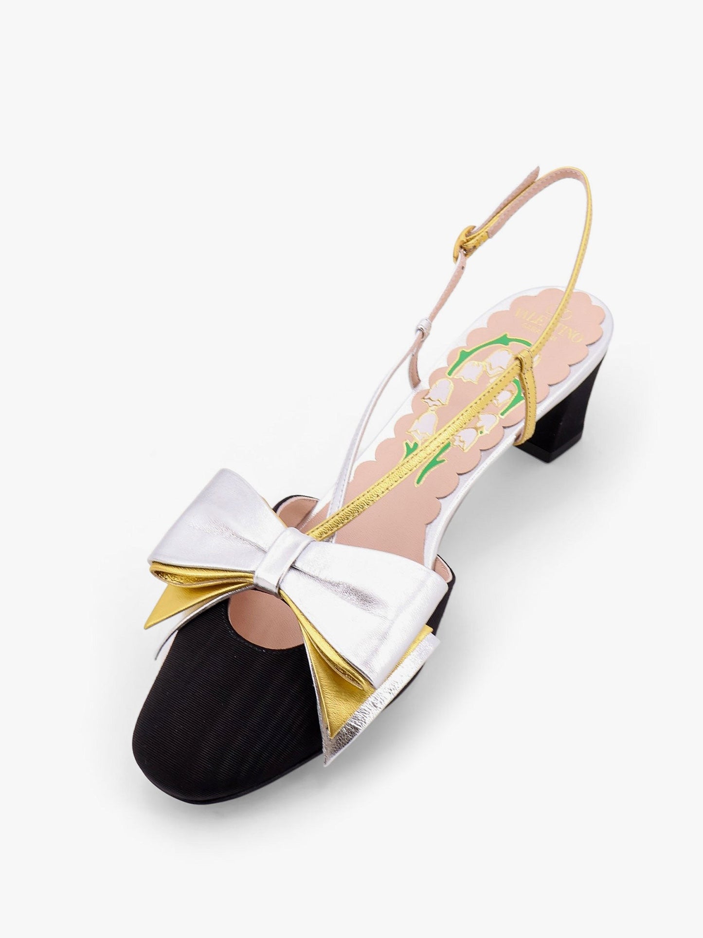 Valentino Garavani 45MM MOIRÉ FABRIC BOWOW SLINGBACK DÉCOLLETÉ
