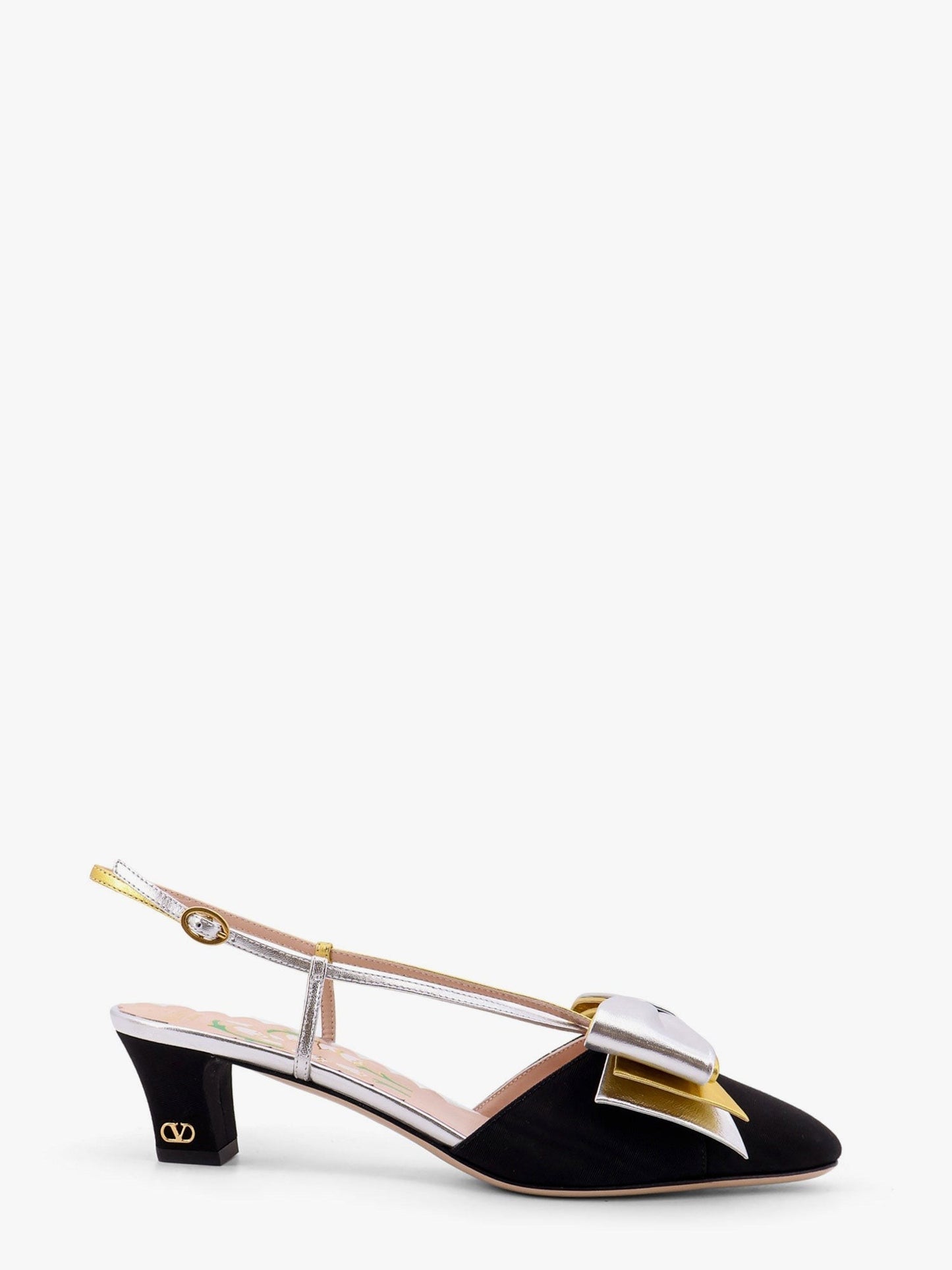 Valentino Garavani 45MM MOIRÉ FABRIC BOWOW SLINGBACK DÉCOLLETÉ