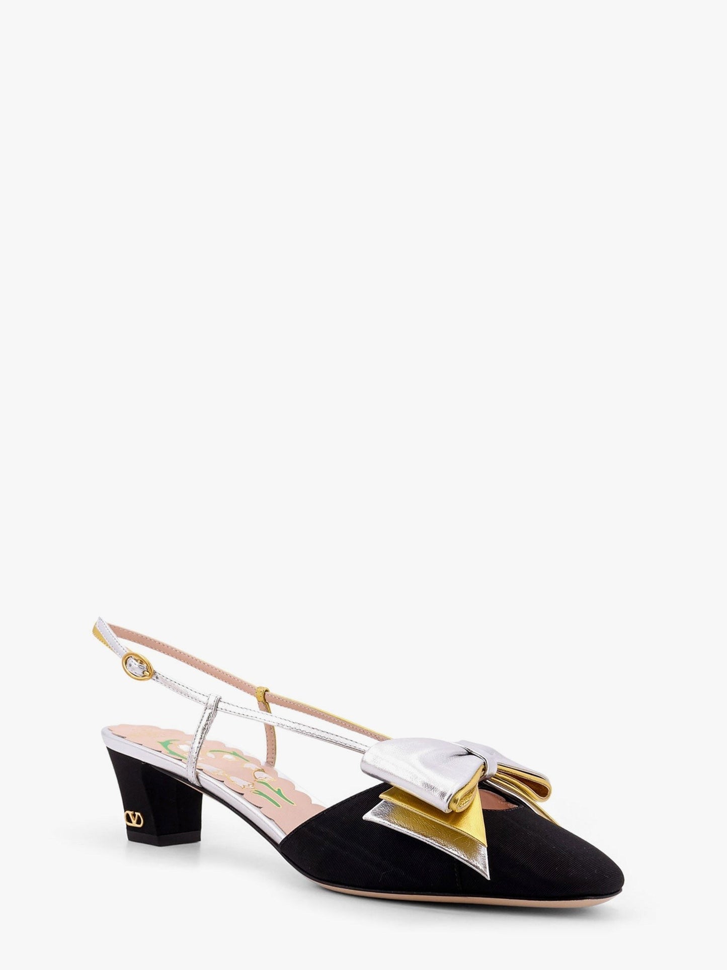 Valentino Garavani 45MM MOIRÉ FABRIC BOWOW SLINGBACK DÉCOLLETÉ