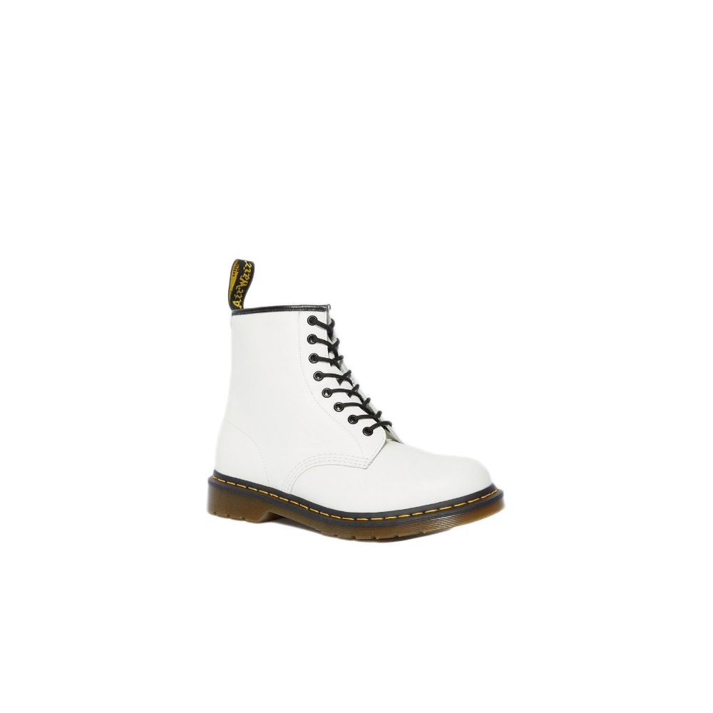 Dr. Martens White Leather Lace-Up Boots
