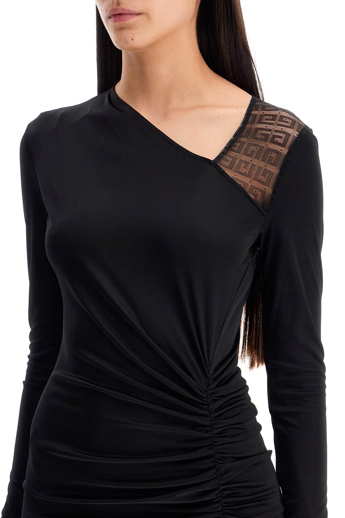 Givenchy "4g draped dress in jersey and lace