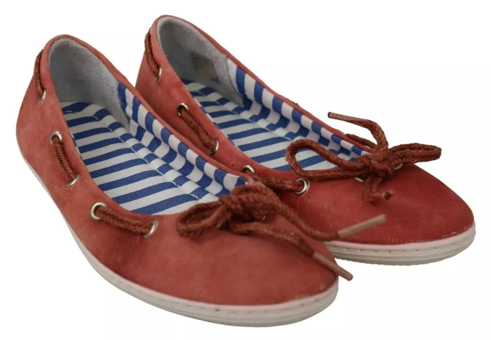 Pantofola D'Oro Coral Suede Lace Bow Loafers Ballet Flat Shoes