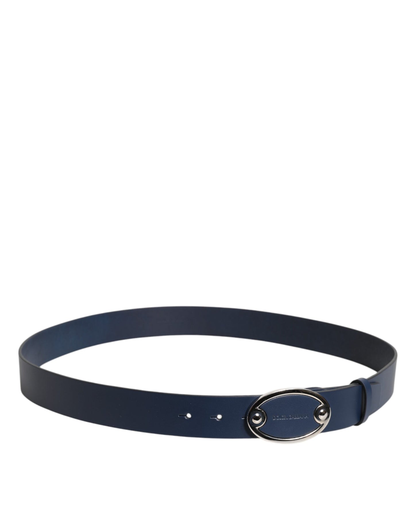 Dolce & Gabbana Blue Leather Classic Metal Logo Buckle Belt