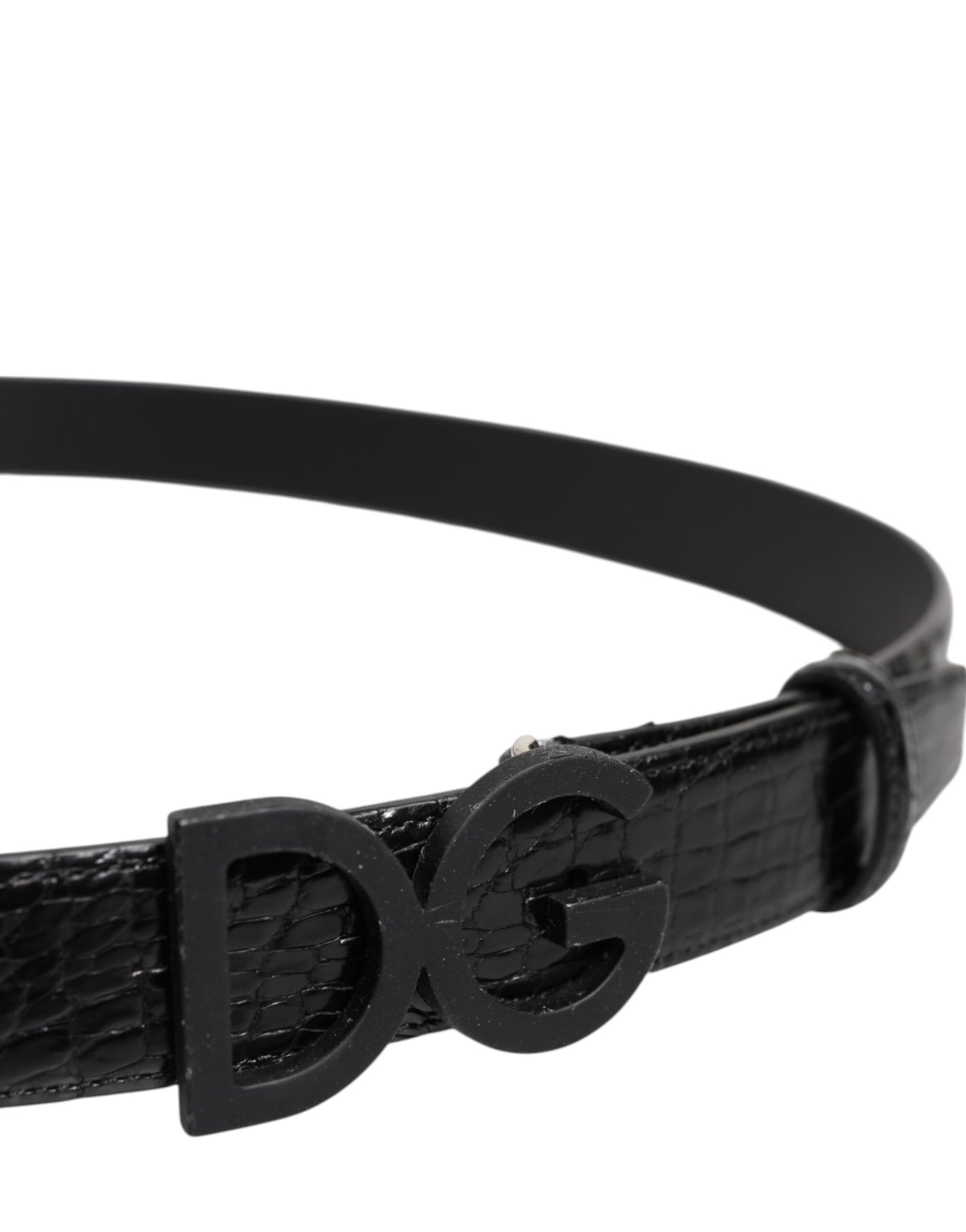 Dolce & Gabbana Black Leather Classic Metal DG Buckle Belt