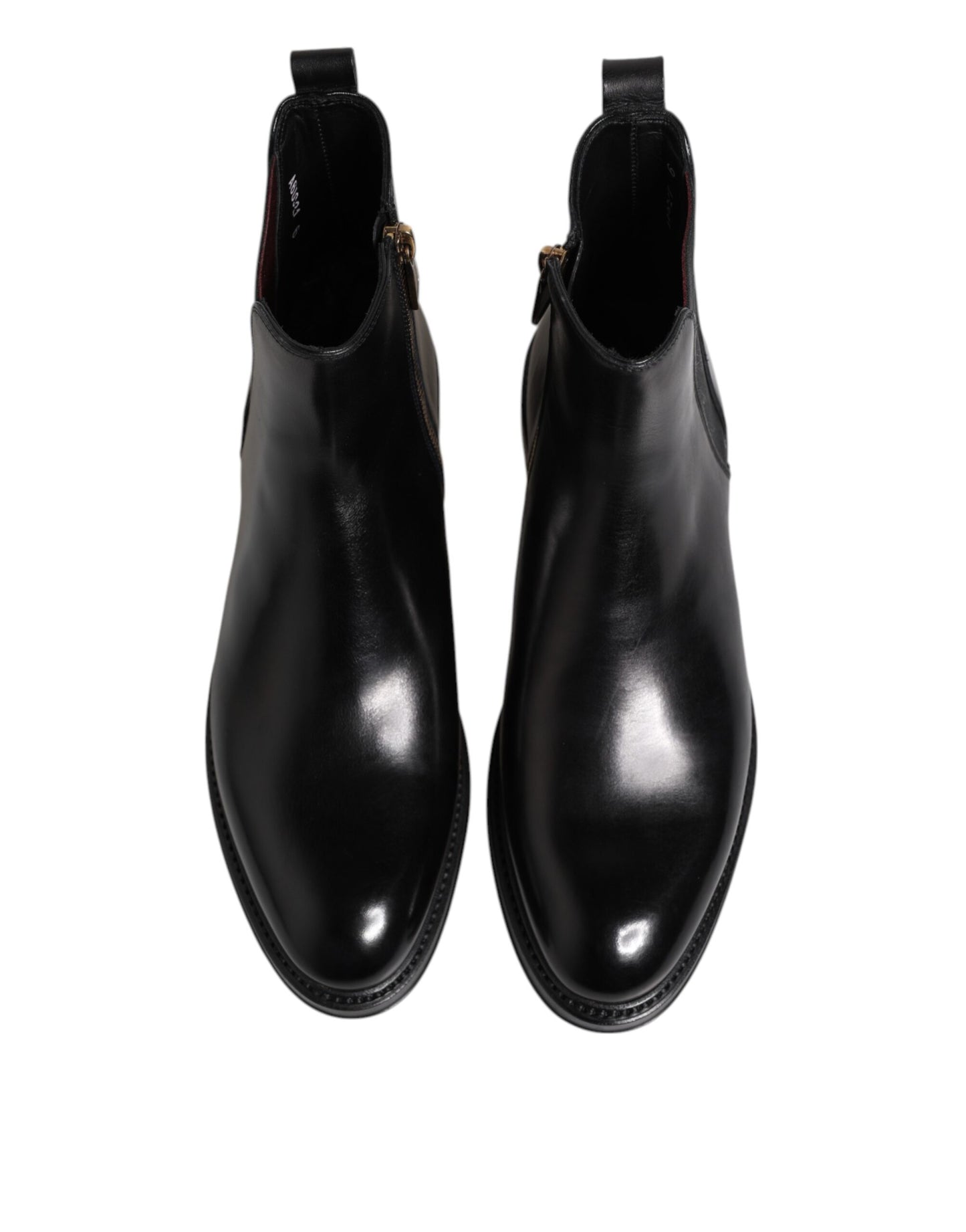 Dolce & Gabbana Black Chelsea Leather Mid Calf Boots Shoes