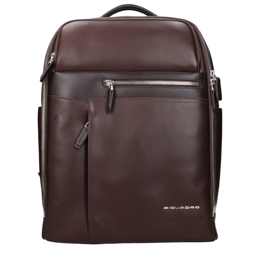 Piquadro Brown Leather Backpack