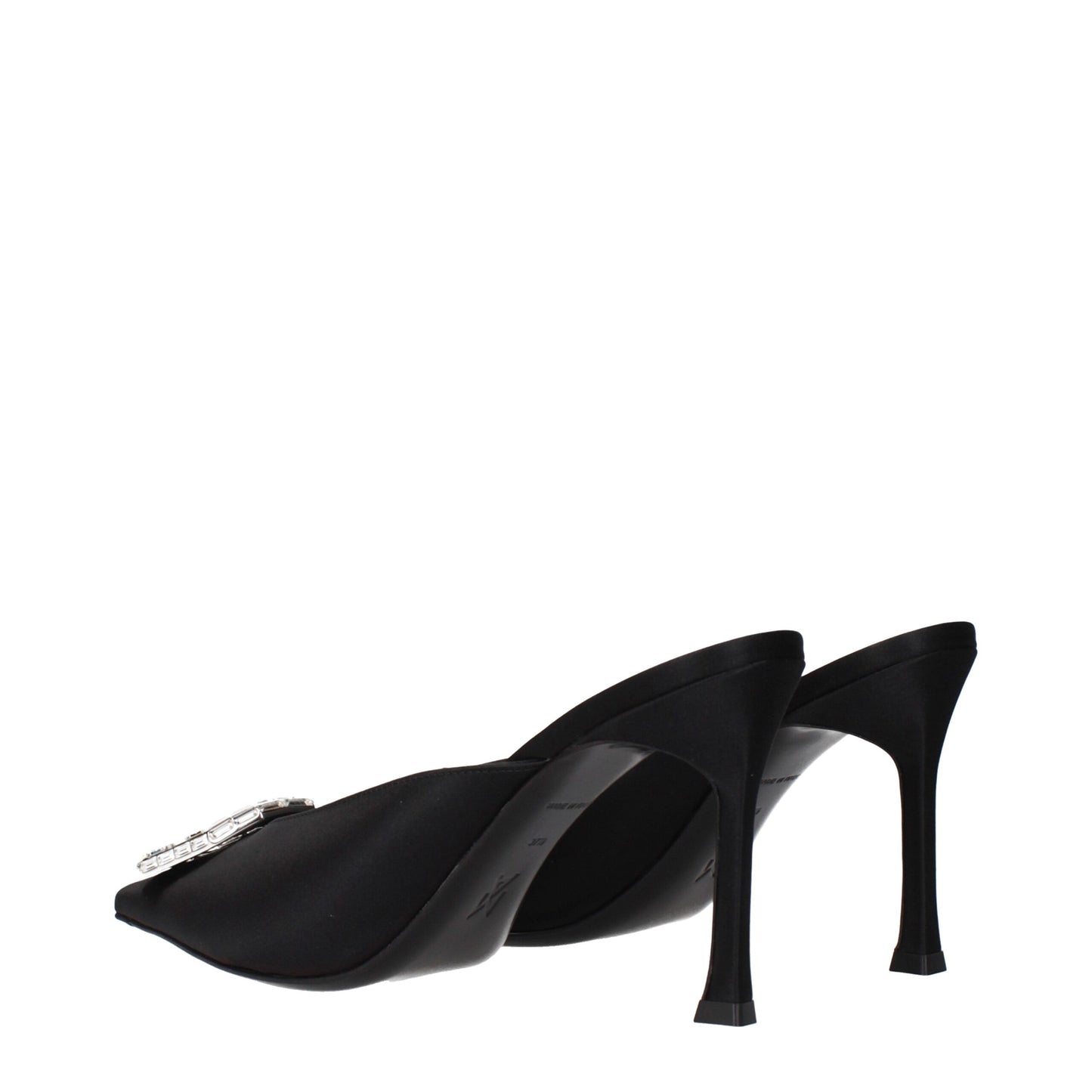 Amina Muaddi Black Satin High Heel Pumps