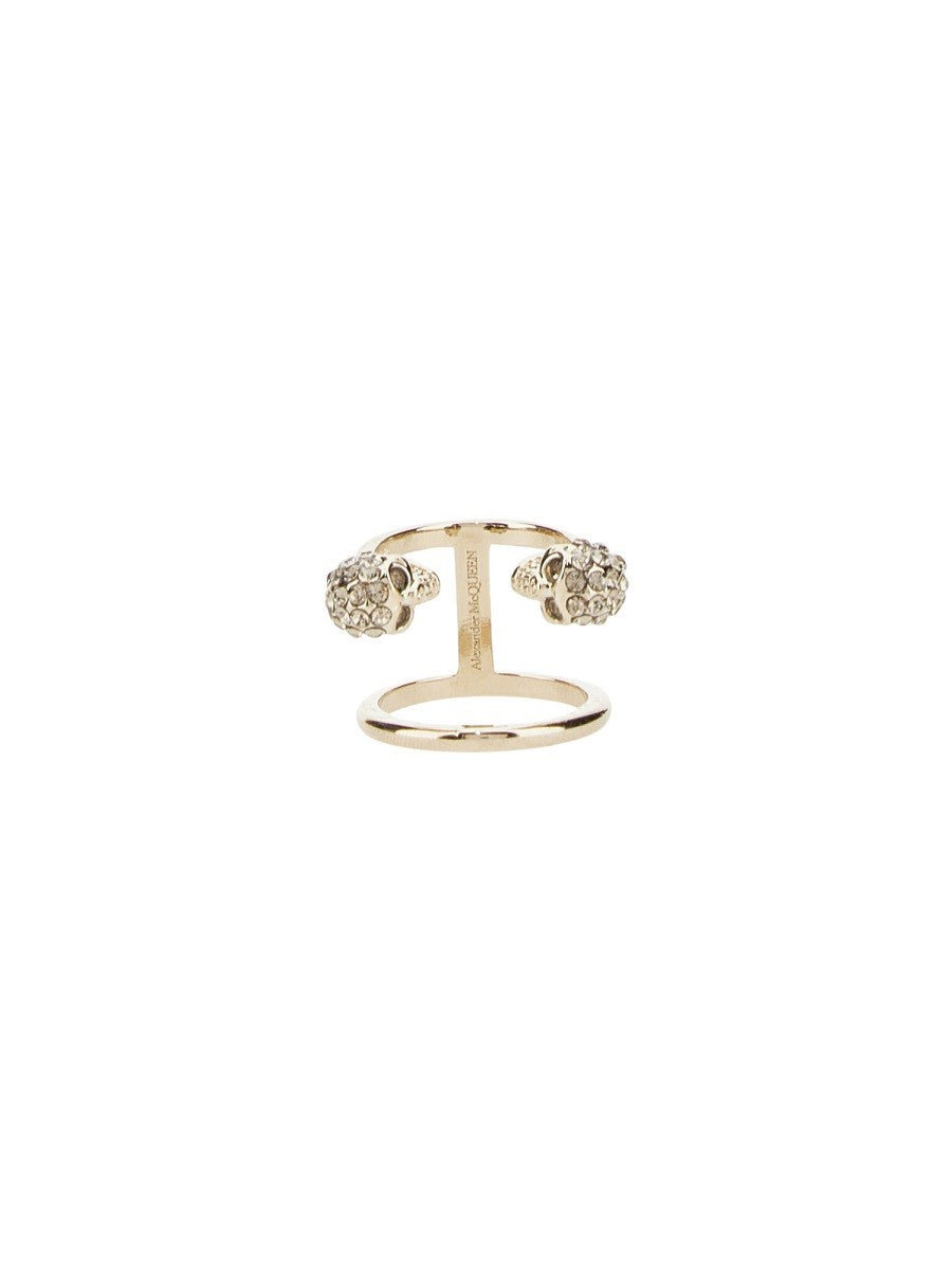 Alexander Mcqueen TWIN SKULL DOUBLE RING
