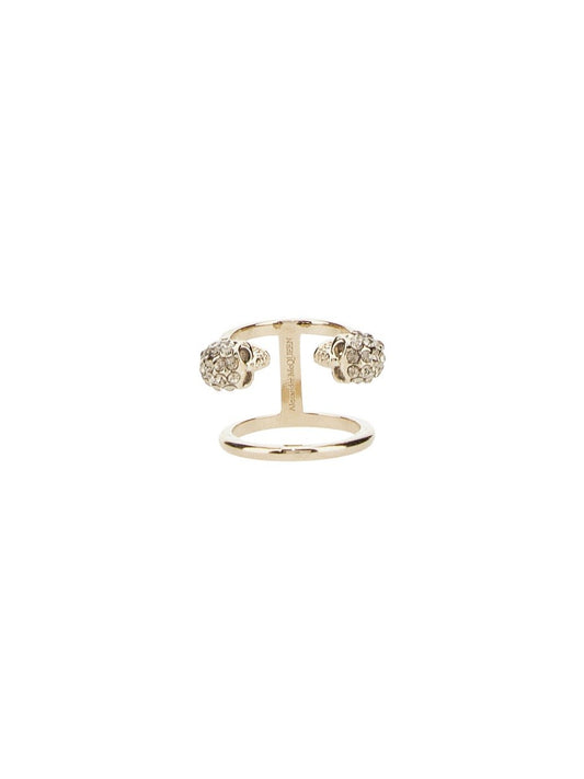 Alexander Mcqueen TWIN SKULL DOUBLE RING