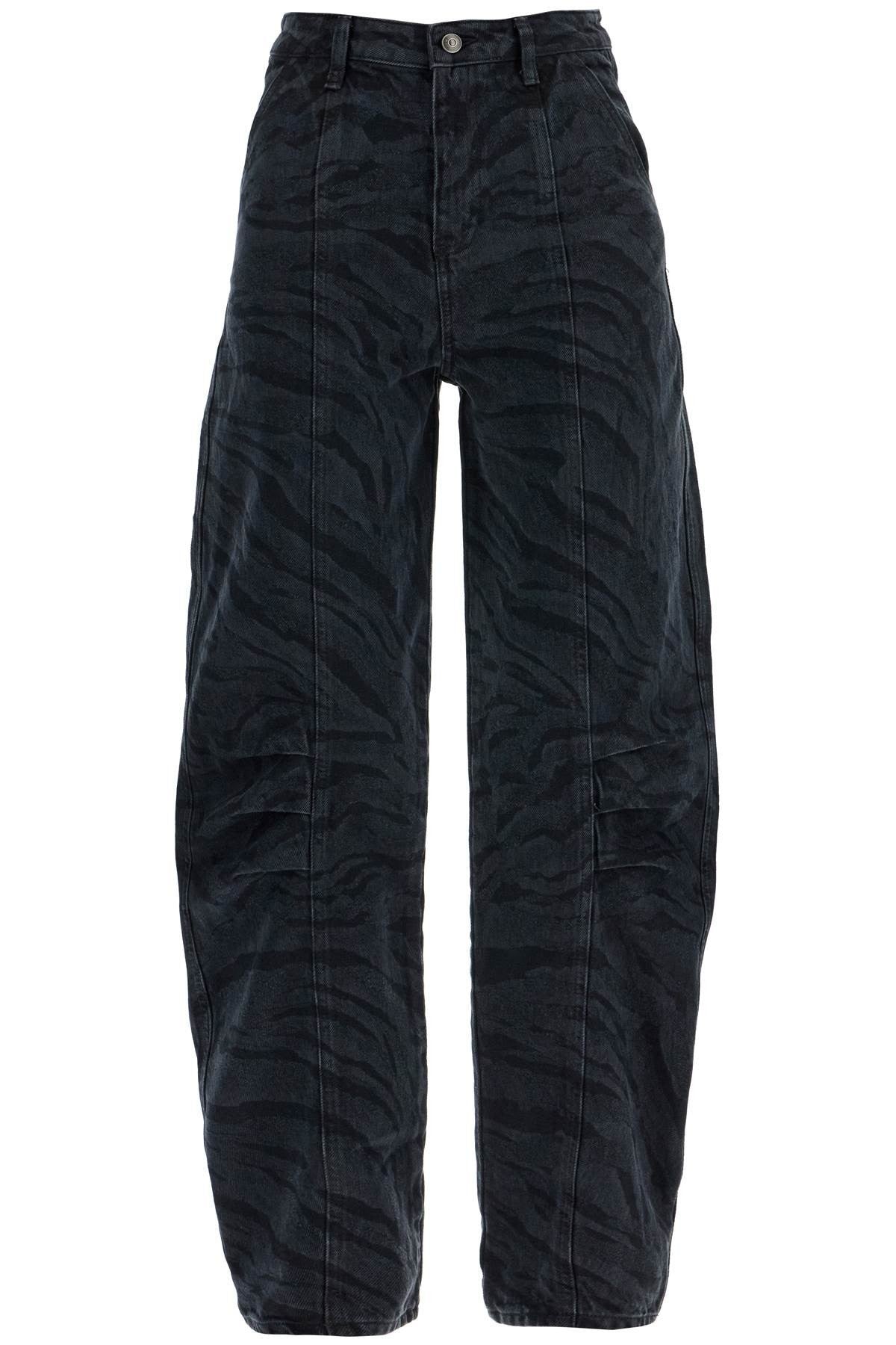 ROTATE animal print barrel jeans