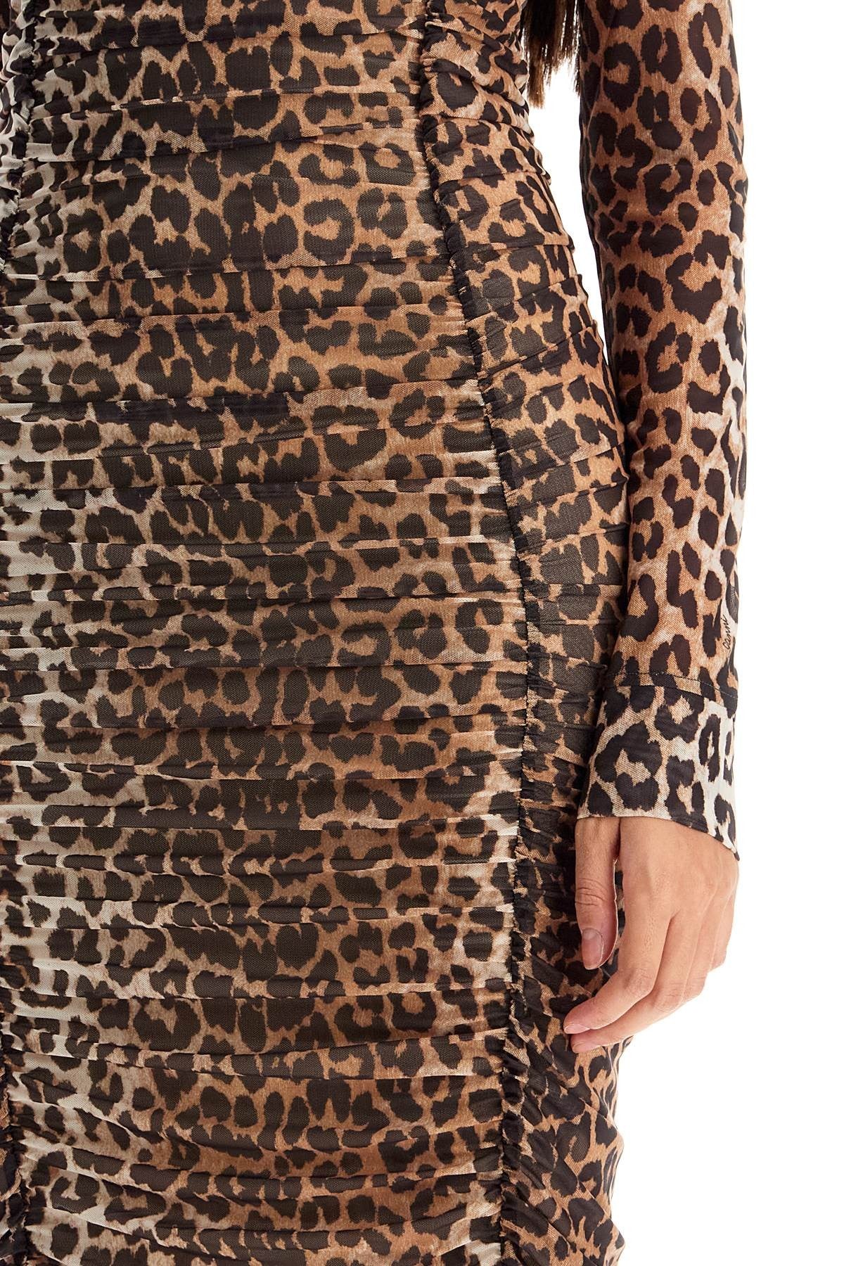 GANNI 'animal print midi dress in mesh