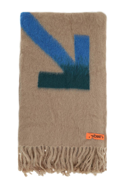 Off-white 'arrows' mohair and wool blanket