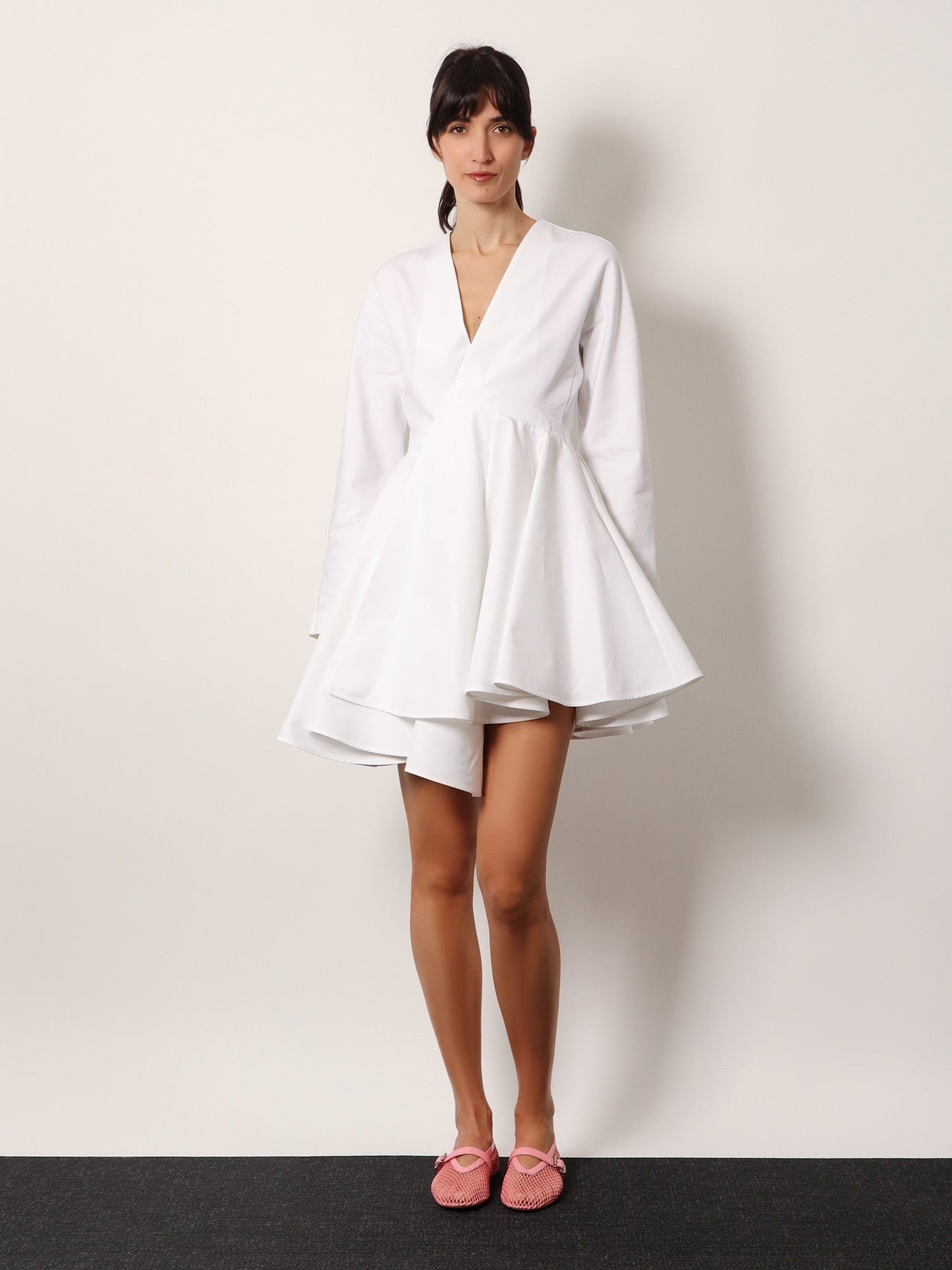 ALAIA Asymmetric midi lenght cotton popeline dress