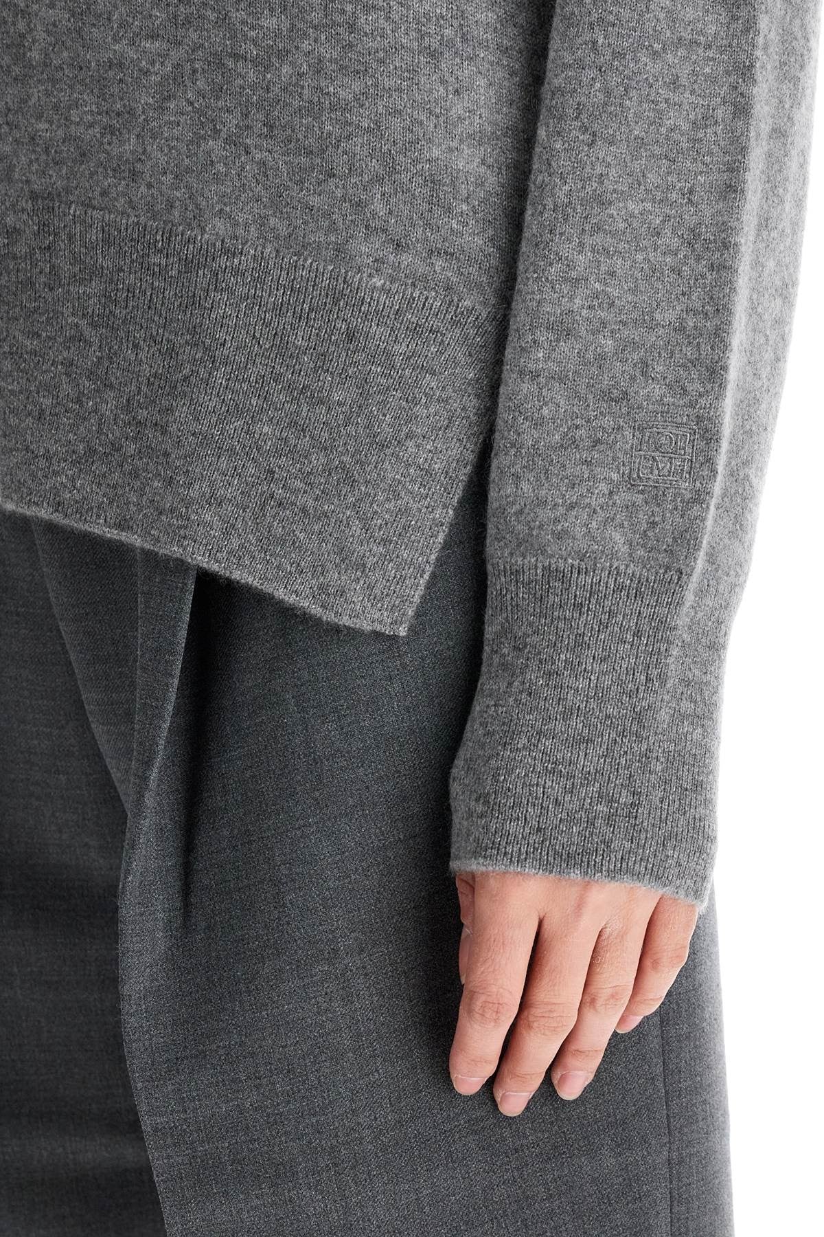 TOTEME asymmetrical grey mélange cashmere sweater