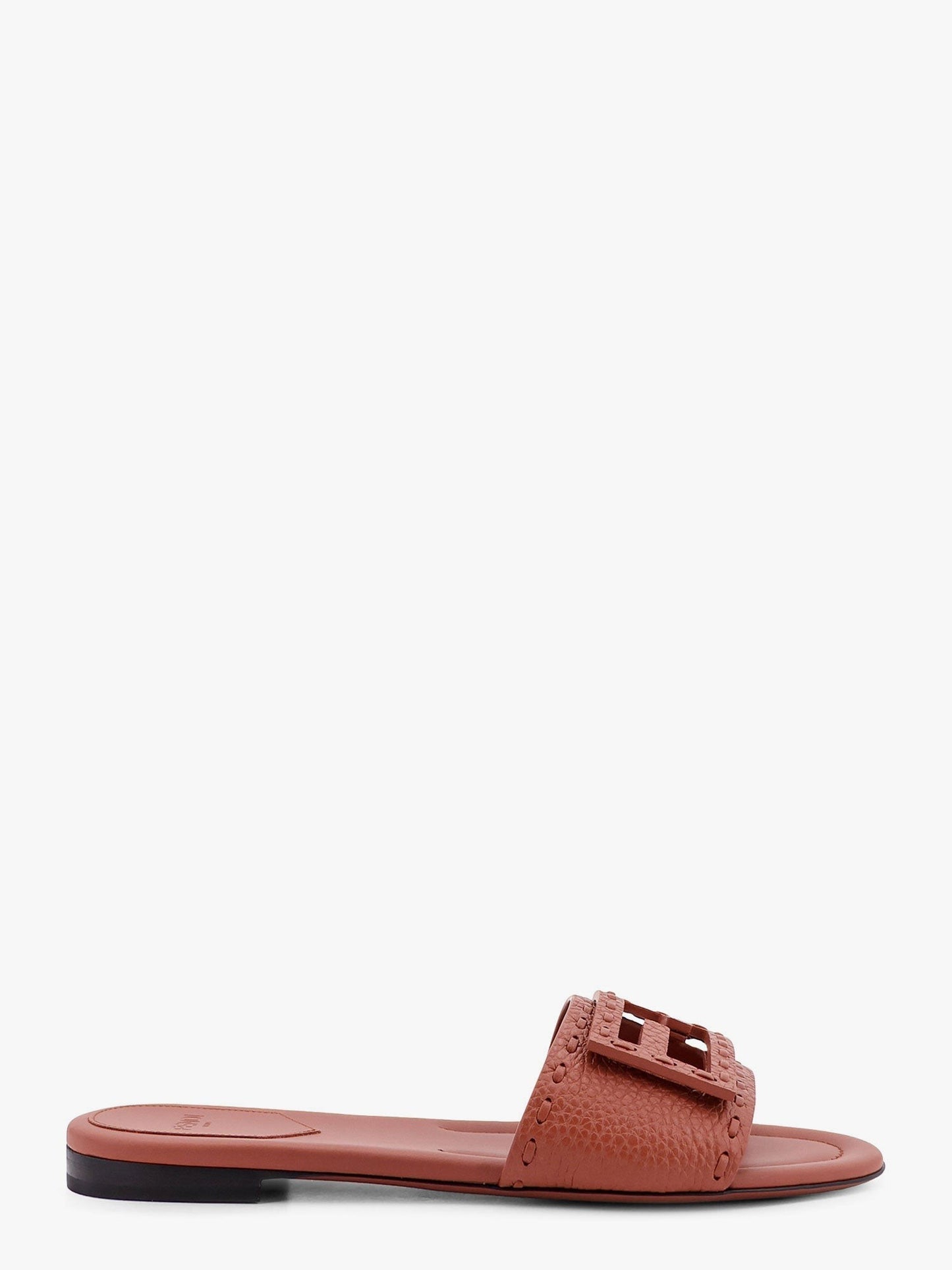Fendi Baguette leather slides with macro selleria topstitches