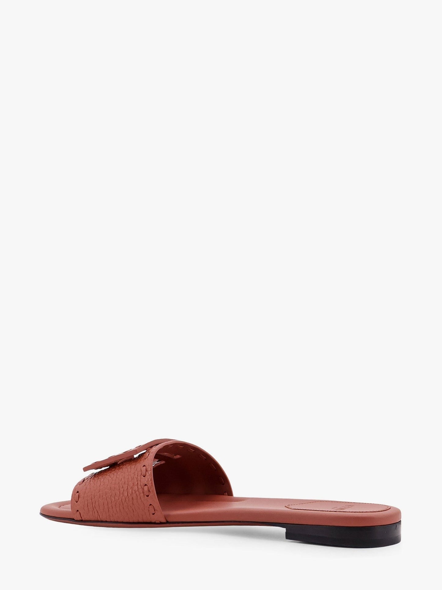 Fendi Baguette leather slides with macro selleria topstitches