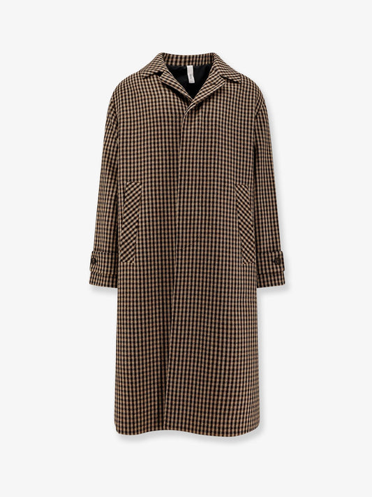Hevo Baia Del Monaco madras wool blend coat