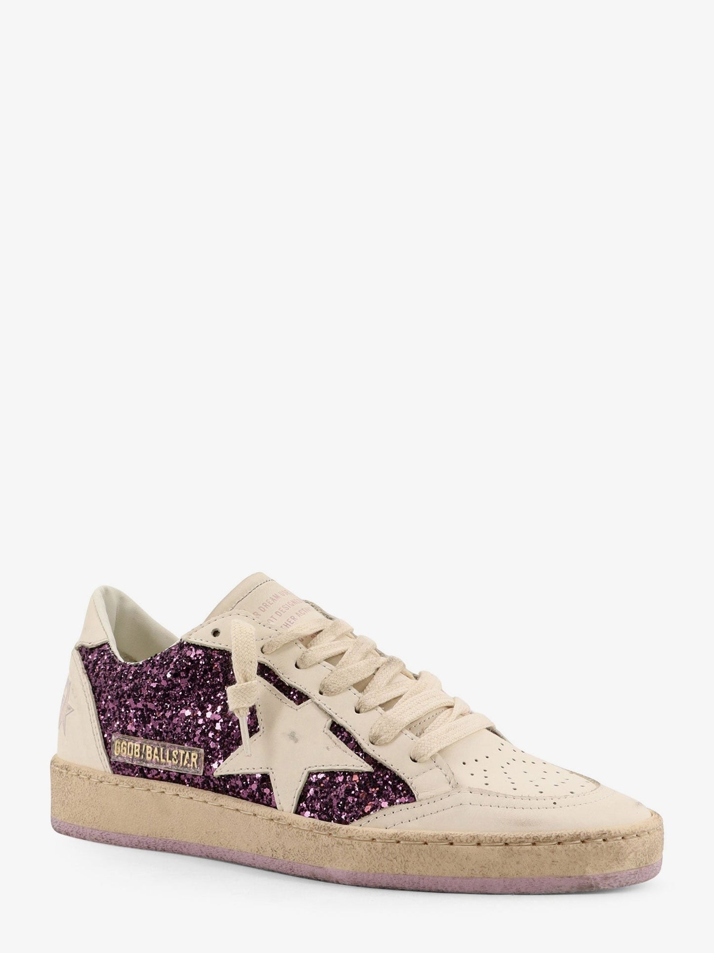 Golden Goose Deluxe Brand Ball Star leather sneakers with glittered insert