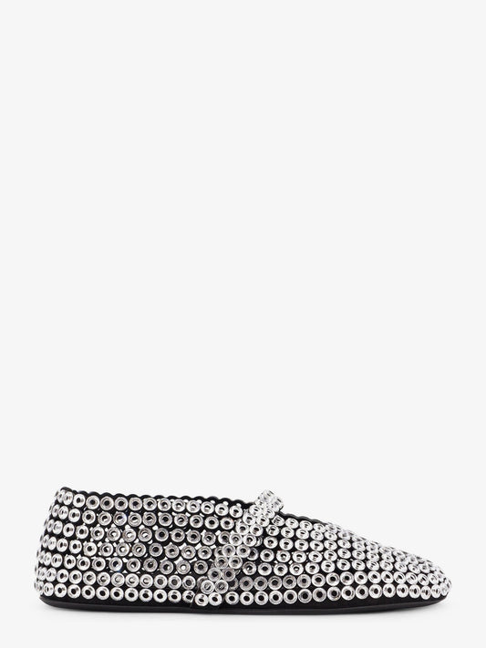 ALAIA Ballet Flats suede and rubber ballerinas with glass eyelets