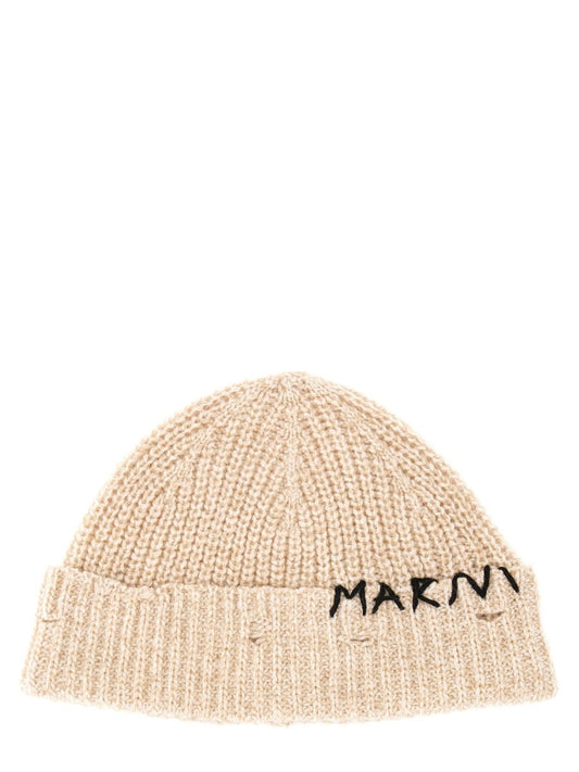 Marni BEANIE HAT WITH "MARNI MENDING" EMBROIDERY