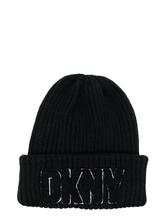 dkny beanie with applied logo