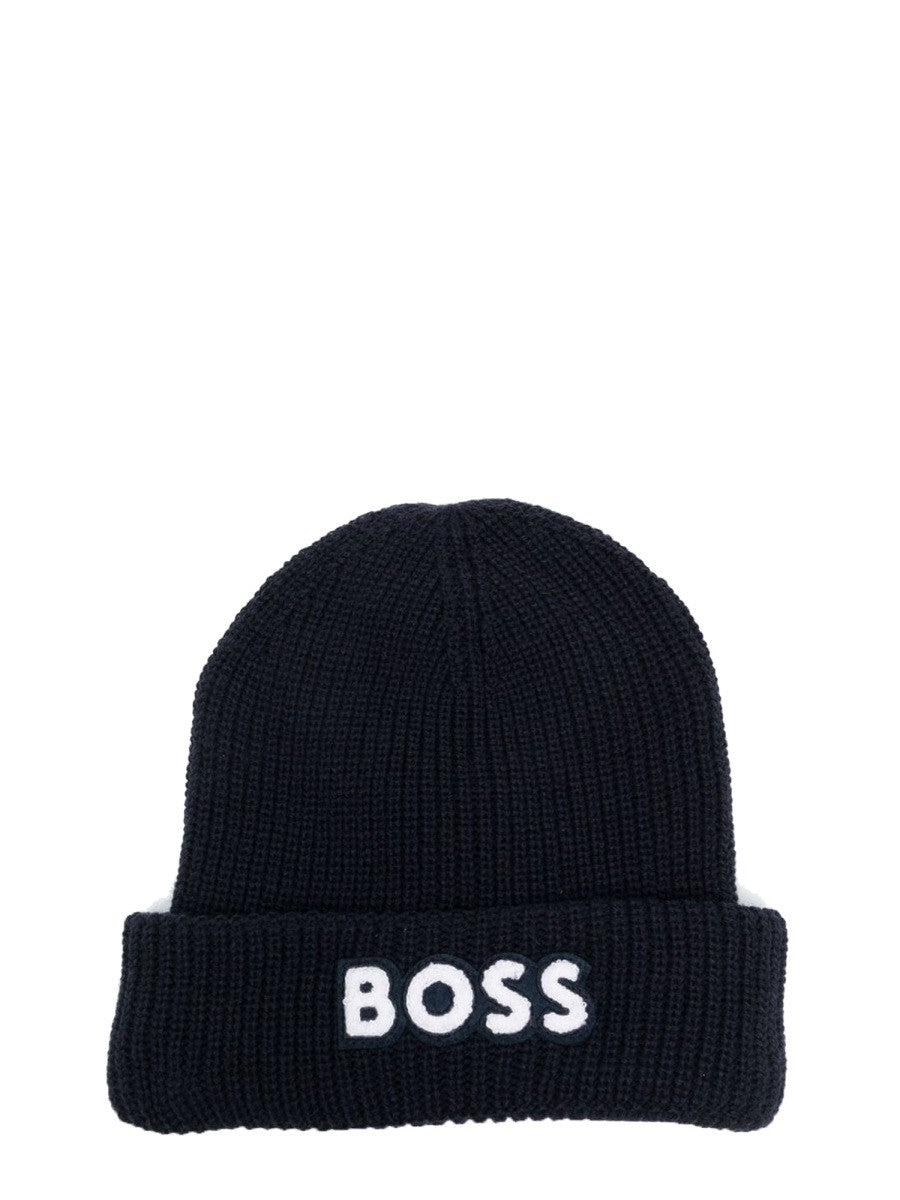 Boss beanie with contrasting logo