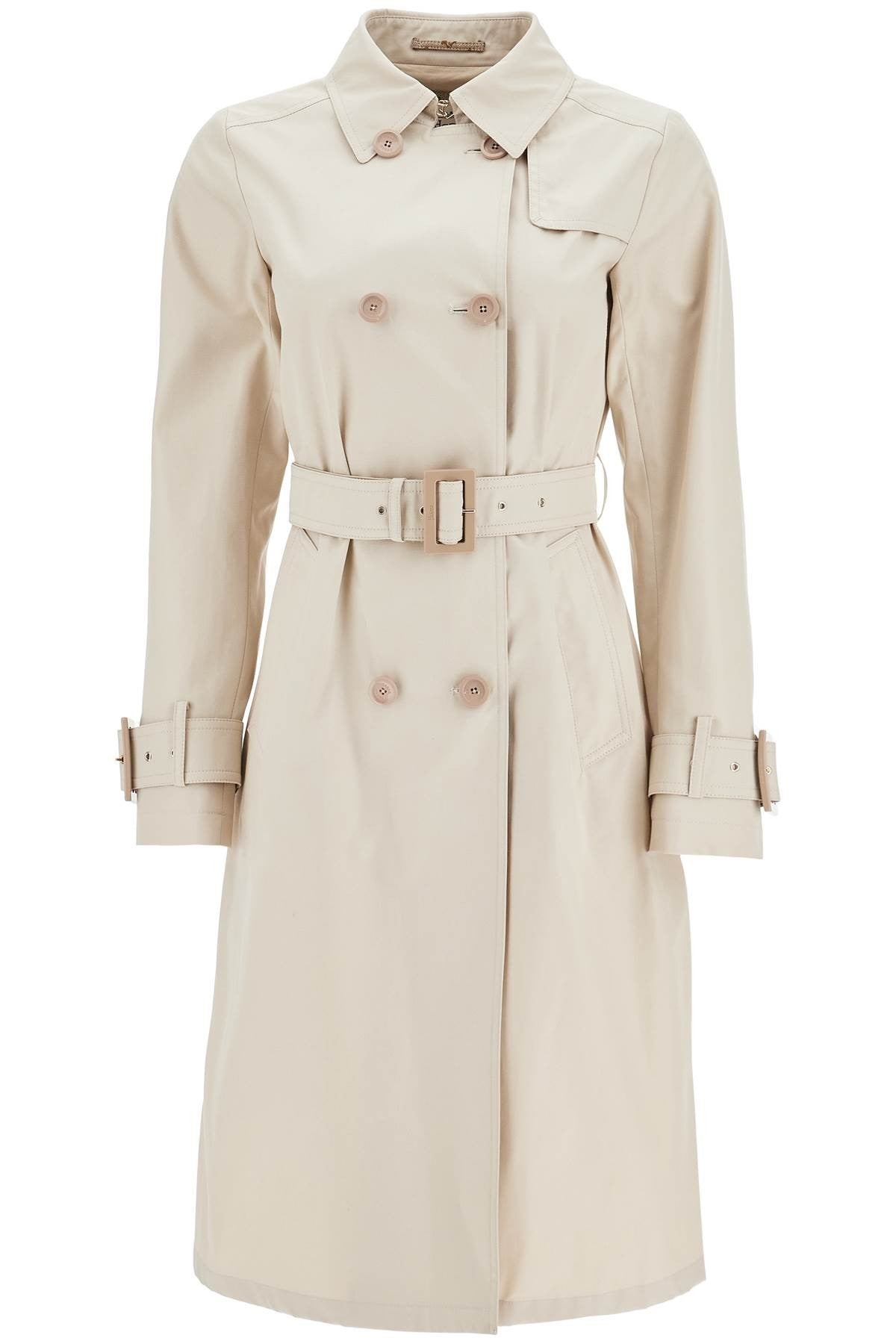 Herno beige cotton double-breasted trench coat with adjustable sleeves