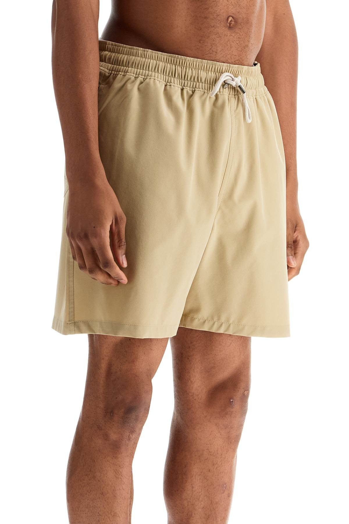 Polo Ralph Lauren beige solid color mid-trunk swim trunks in recycled polyester with pocket