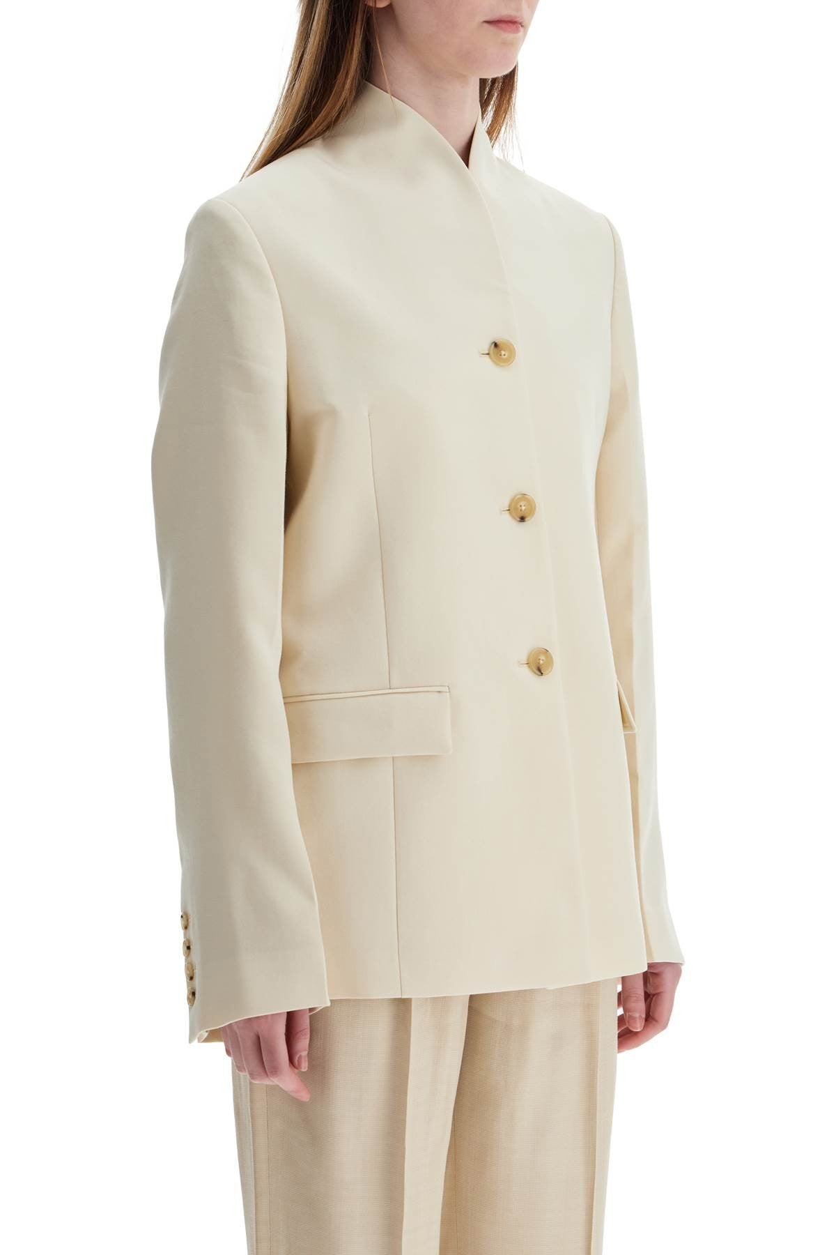 TOTEME beige viscose blazer with high collar