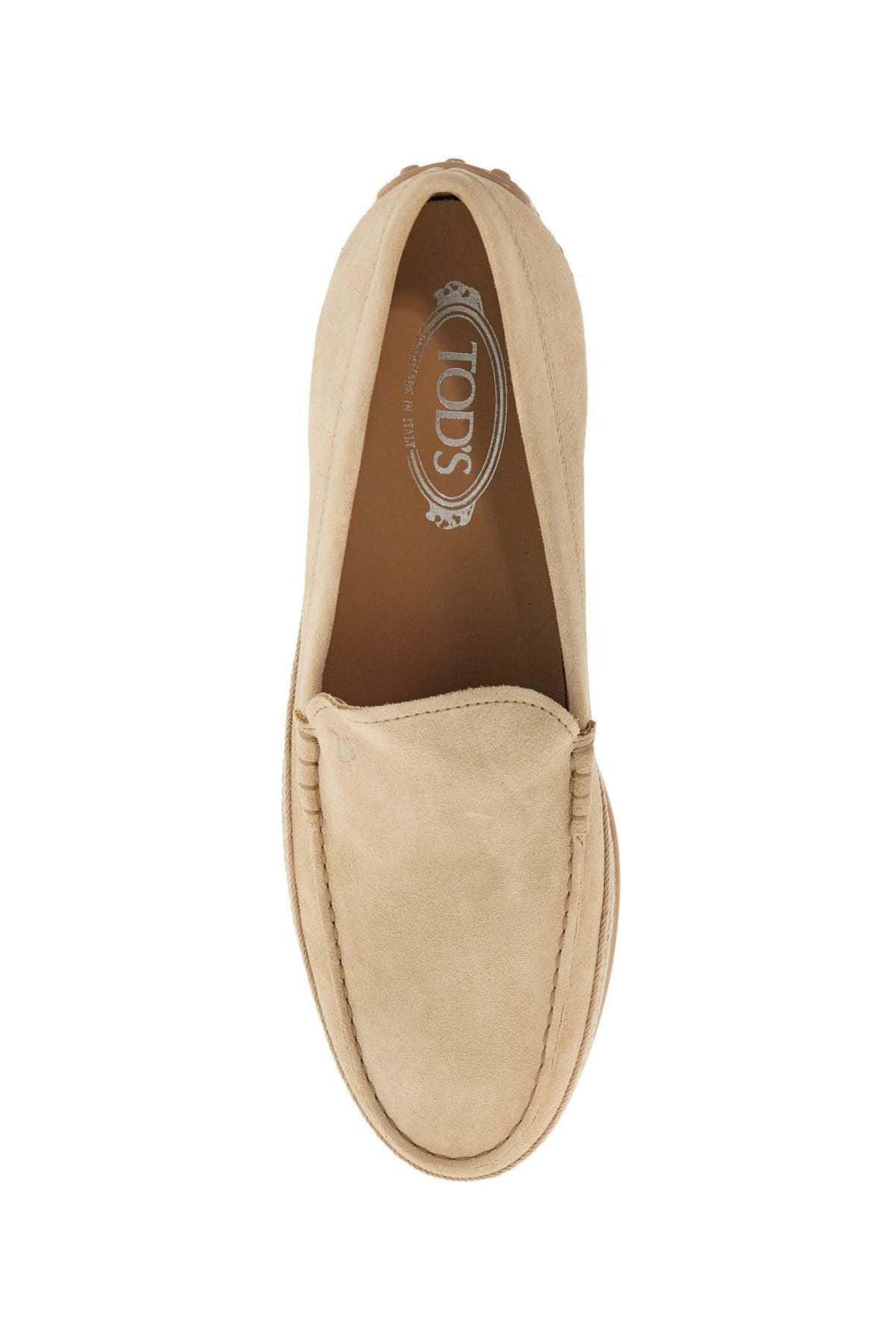 TOD'S beige woven leather slip-on loafers with rubber sole