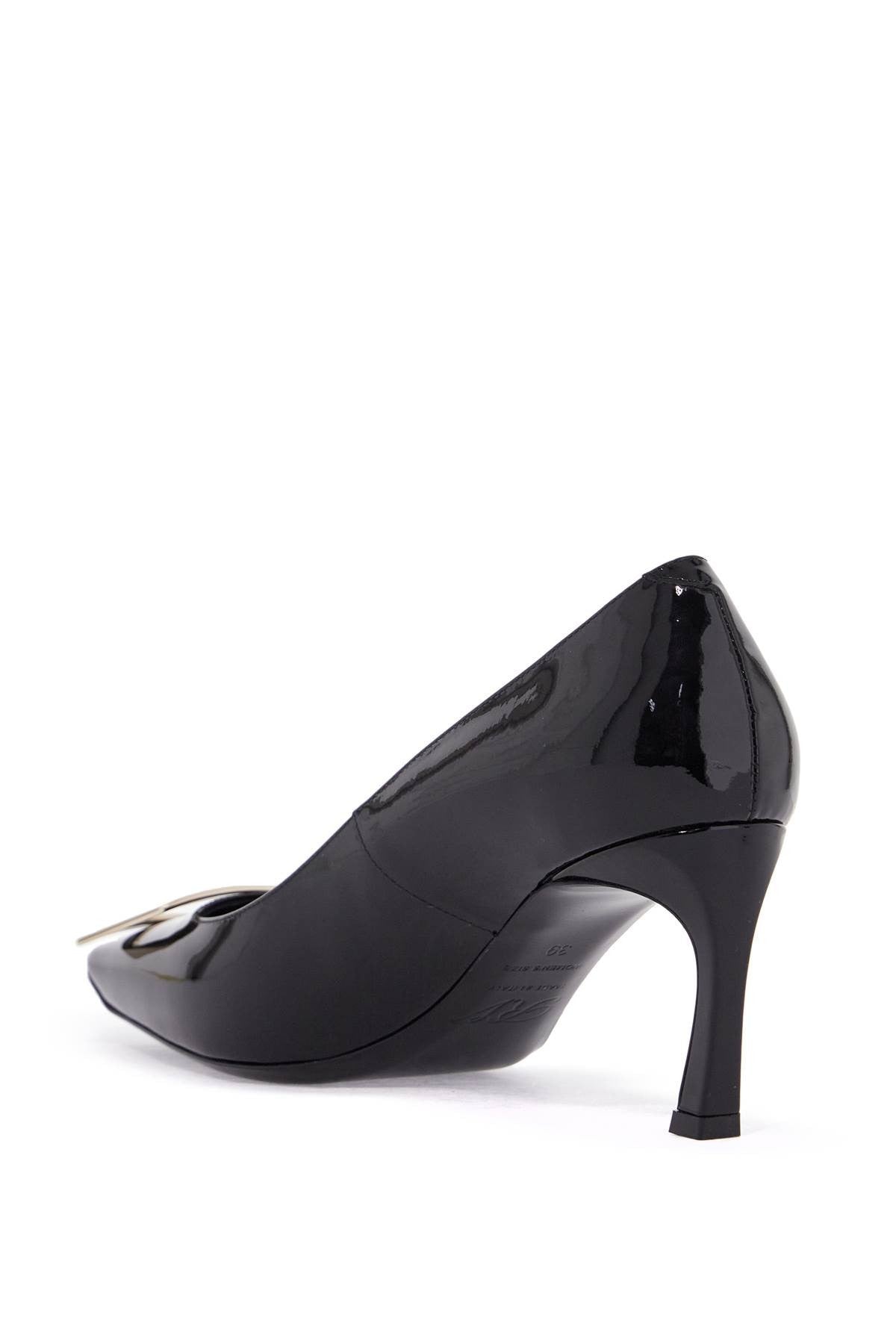 ROGER VIVIER belle vivier t.70 black calfskin pumps with metal buckle