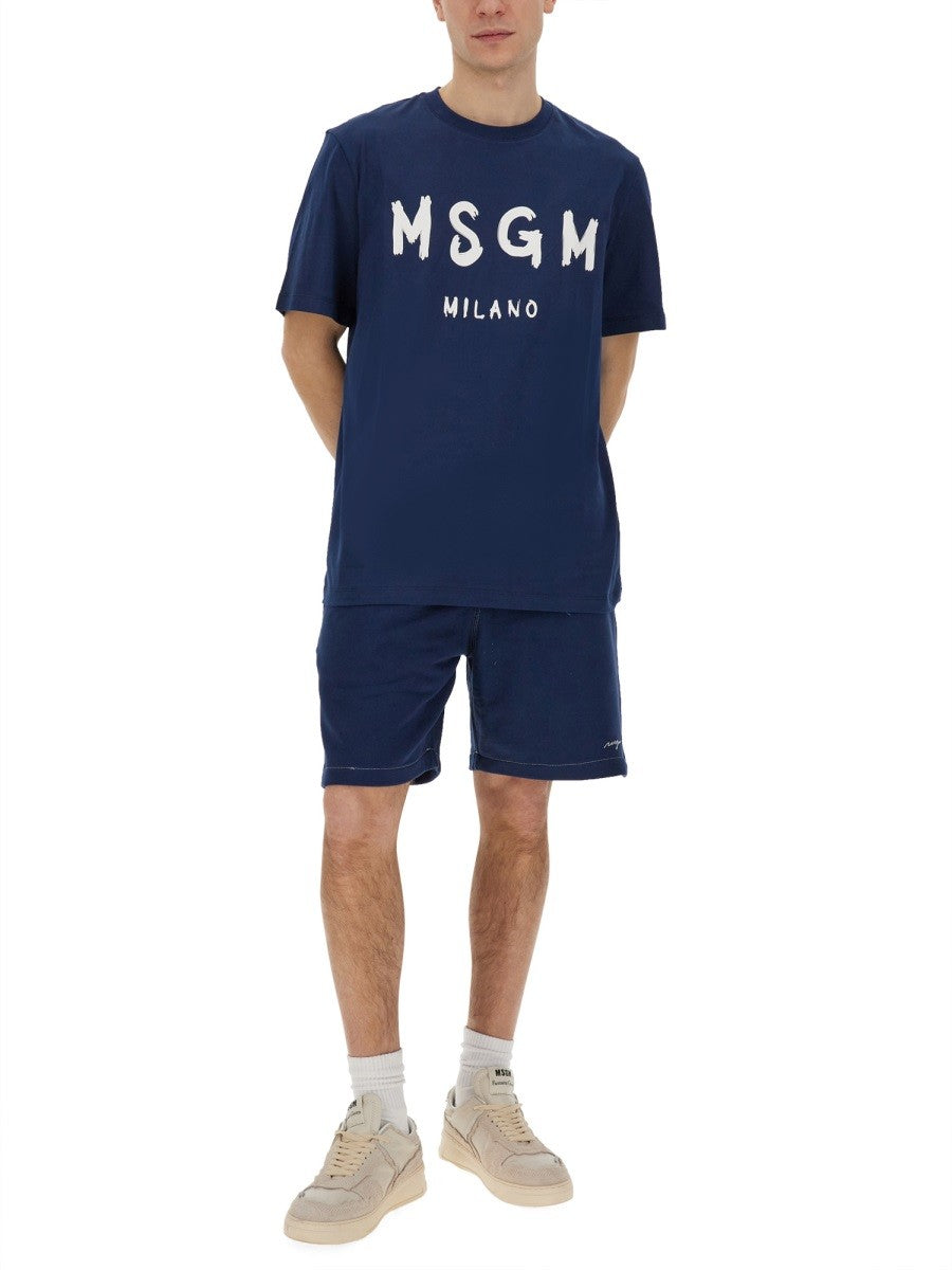 msgm BERMUDA SHORTS WITH EMBROIDERED LOGO