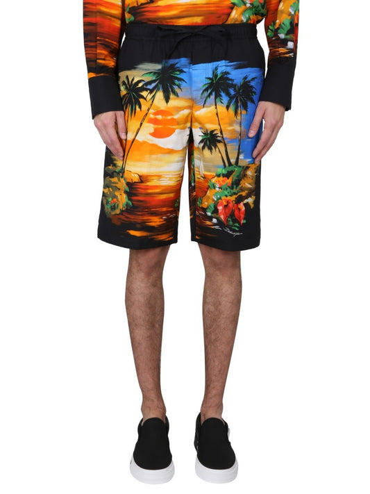 Dolce & Gabbana BERMUDA SHORTS WITH HAWAII PRINT