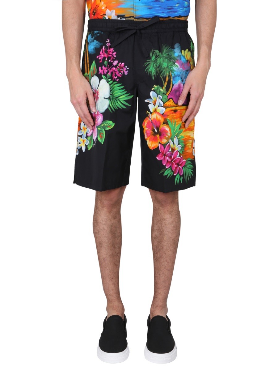 Dolce & Gabbana BERMUDA SHORTS WITH HAWAII PRINT