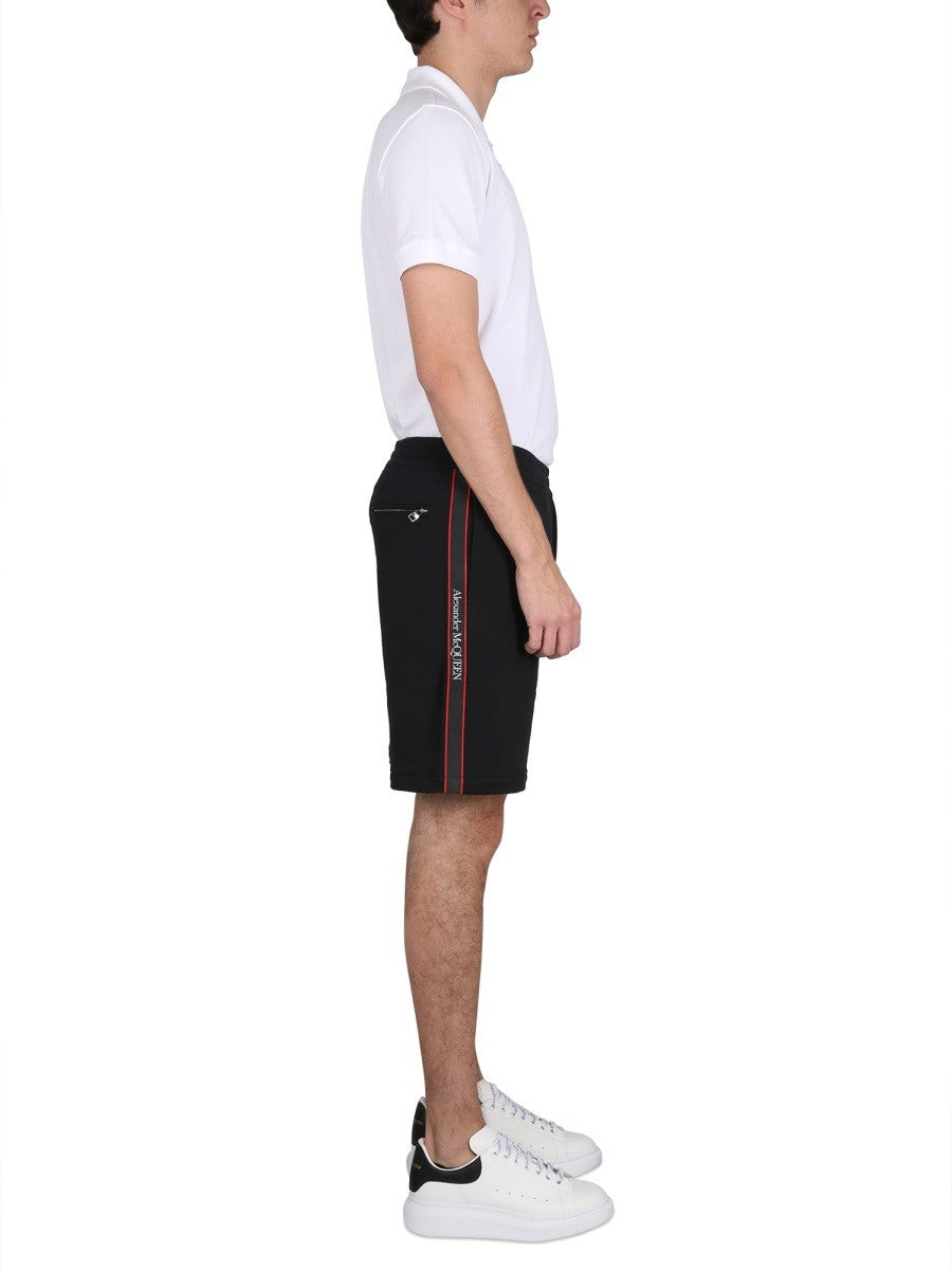 Alexander Mcqueen BERMUDA SHORTS WITH SELVEDGE LOGO BAND