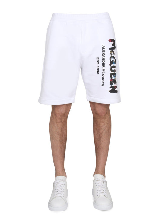 Alexander Mcqueen BERMUDA WITH LOGO PRINT