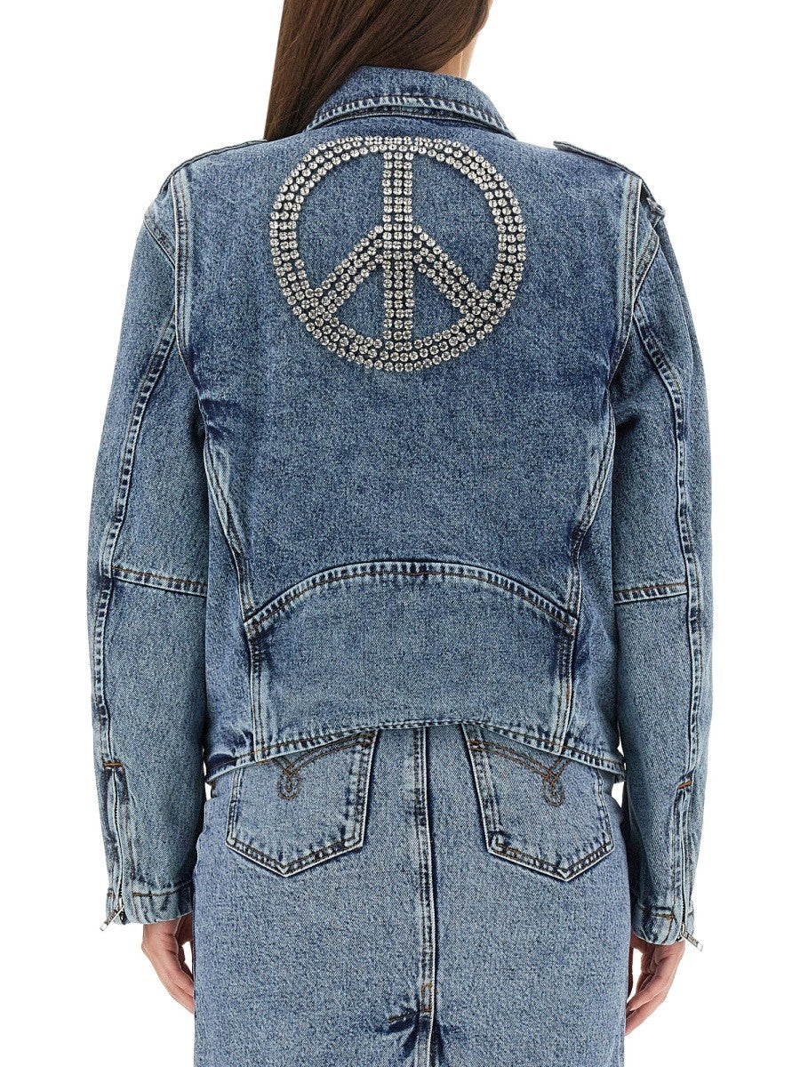 MOSCHINO JEANS BIKER PEACE SYMBOL